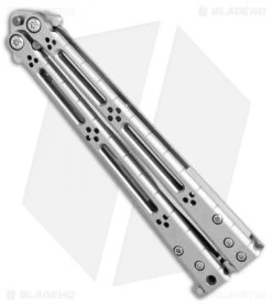 Hom Design Basilisk-R Titanium Balisong Butterfly Knife (4.6" Satin) Ti Spacers -Buck Knives Store HOM Design Basilisk R Titanium balisong butterfly knife satin BHQ 36921 er spine
