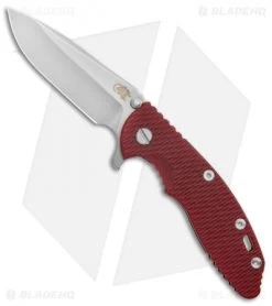 Hinderer Knives XM-18 3.5 Spear Point Knife Red G-10/Bronze Ti (3.5" Stonewash)