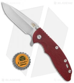 Hinderer Knives XM-18 3.5 Spear Point Knife Red G-10/Bronze Ti (3.5" Stonewash) -Buck Knives Store Hinderer Knives XM 18 3.5 SP Red G 10 Bronze Ti SW BHQ 108890 jr bottlecap