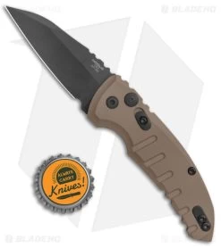 Hogue Knives A01 Microswitch Wharncliffe Automatic Knife FDE (2.6" Black) -Buck Knives Store Hogue Knives A01 Microswitch Wharncliffe Auto FDE Black BHQ 78915 jr bottlecap