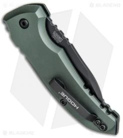 Hogue Knives A01 Microswitch Wharncliffe Automatic Knife OD Green (2.6" Black) -Buck Knives Store Hogue Knives A01 Microswitch Wharncliffe Auto OD Green Black 24101 EXLKRL BHQ 79351 jr side