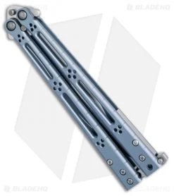 Hom Design Basilisk-R Titanium Balisong Butterfly Knife Blue Ano (4.6" Satin) -Buck Knives Store Hom Design Basilisk R ti blue BHQ 68532 er side