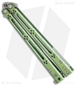 Hom Design Basilisk-R Titanium Balisong Butterfly Knife Green Ano (4.6" Satin) -Buck Knives Store Hom Design Basilisk R ti green satin BHQ 68531 er spine