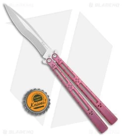 Hom Design I-Basilisk Channel Butterfly Knife Magenta Titanium (4.5" Stonewash) 9 Hom Design I-Basilisk Channel Butterfly Knife Magenta Titanium (4.5" Stonewash) -Buck Knives Store Hom Design I Basilisk Channel Butterfly Magenta Ti SW BHQ 175607 jr bottlecap