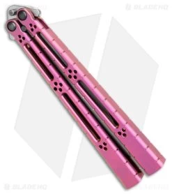 Hom Design I-Basilisk Channel Butterfly Knife Magenta Titanium (4.5" Stonewash) 8 Hom Design I-Basilisk Channel Butterfly Knife Magenta Titanium (4.5" Stonewash) -Buck Knives Store Hom Design I Basilisk Channel Butterfly Magenta Ti SW BHQ 175607 jr side