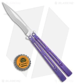Hom Design I-Basilisk Channel Butterfly Knife Purple Titanium (4.5" Stonewash) -Buck Knives Store Hom Design I Basilisk Channel Butterfly Purple Ti SW BHQ 175605 jr bottlecap