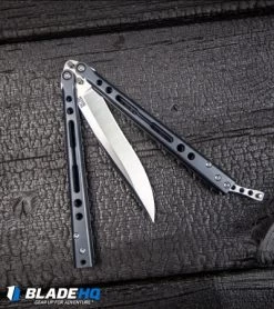Hom Design PVD Specter Titanium Balisong Butterfly Knife (4.4" Satin) -Buck Knives Store Hom Design PVD Specter Titanium Balisong Butterfly Knife Satin BHQ 25889 kp black wood quarter open web