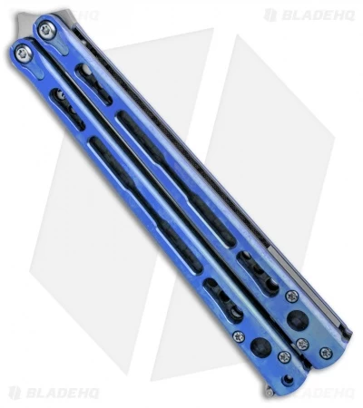 Hom Design Chimera Premium Balisong Knife Blue Ti/CF (4.75 Satin) 4 Hom Design Chimera Premium Balisong Knife Blue Ti/CF (4.75 Satin) - Image 2