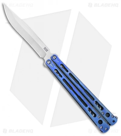 Hom Design Chimera Premium Balisong Knife Blue Ti/CF (4.75 Satin) 3 Hom Design Chimera Premium Balisong Knife Blue Ti/CF (4.75 Satin)