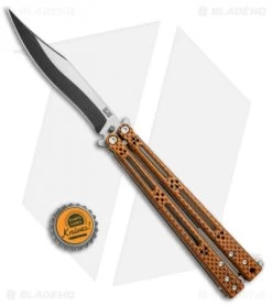 Hom Design Basilisk-R Balisong Butterfly Knife Orange CF (4.6" 2-Tone Acid) #3 -Buck Knives Store Horn Design Basilisk R Butterfly Orange CF TT Acid 3 BHQ 71202 jr bottlecap