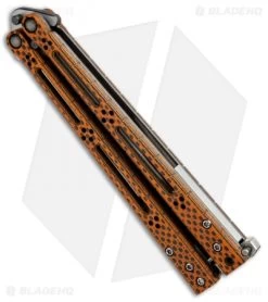Hom Design Basilisk-R Balisong Butterfly Knife Orange CF (4.6" 2-Tone Acid) #3 -Buck Knives Store Horn Design Basilisk R Butterfly Orange CF TT Acid 3 BHQ 71202 jr spine