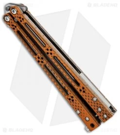 Hom Design Basilisk-R Balisong Butterfly Knife Orange CF (4.6" 2-Tone Acid) #4 -Buck Knives Store Horn Design Basilisk R Butterfly Orange CF TT Acid 4 BHQ 71203 jr side