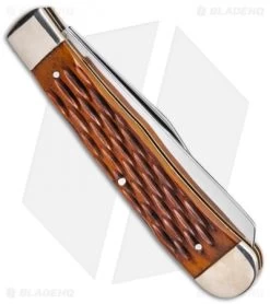 Boker H.J. Justin & Sons Trapper Knife 4" Jigged Bone -Buck Knives Store Justin TS Trapper BHQ 115594 td side