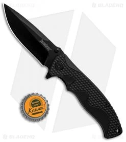 Kershaw 1338B A/O Liner Lock Knife Black GFN (3.5" Black) -Buck Knives Store Kershaw LL A O Black 1338B BHQ 85041 jr bottlecap