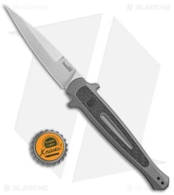 Kershaw Launch 8 Stiletto Automatic Knife Gray/CF (3.5" Stonewash) 7150 -Buck Knives Store Kershaw Launch 8 Stiletto Auto Gray CF SW BHQ 94067 jr bottlecap
