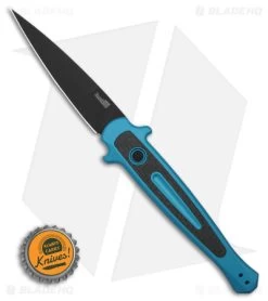 Kershaw Launch 8 Stiletto Automatic Knife Teal/CF (3.5" Black) 7150TEALBLK -Buck Knives Store Kershaw Launch 8 stiletto AK Teal CF 3in Black BHQ 177022 td size