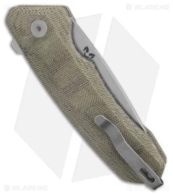 Kizer Mad Tanto Plunge Lock Knife Green Micarta (3.25" Stonewash) V4602C2 -Buck Knives Store Kizer Mad Tanto Plunge Lock Knife Green Micarta 3in SW BHQ 180091 td side