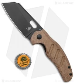 Kizer Vanguard Sheepdog Liner Lock Thumb Hole Natural Micarta (3.25" Black 10V) -Buck Knives Store Kizer Sheepdog C01C Natural Micarta Black Hole V4488EC jr bottlecap