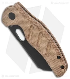 Kizer Vanguard Sheepdog Liner Lock Thumb Hole Natural Micarta (3.25" Black 10V) -Buck Knives Store Kizer Sheepdog C01C Natural Micarta Black Hole V4488EC jr spine