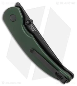Kizer Swaggs Chili Pepper Button Lock Knife Green Aluminum (3" Satin 3V) -Buck Knives Store Kizer Swaggs Chili Pepper Button Lock Green Aluminum Black BHQ 176940 jr side