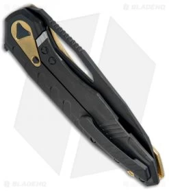 Microtech Sigil MK6 Frame Lock Knife Brass/Black (3.75" DLC Serr) -Buck Knives Store MICROTECH SIGIL MK6 FL BRASS BLACK DLC SERR 196 2 DLCBR BHQ 76137 JR side 2