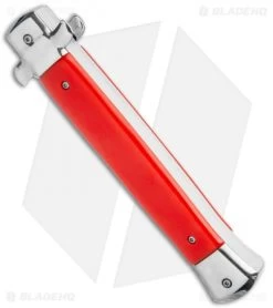 Mago 11" Italian Stiletto OTF Automatic Knife Red/Polished (Satin Bayonet) 9 Mago 11" Italian Stiletto OTF Automatic Knife Red/Polished (Satin Bayonet) -Buck Knives Store Mago 11in Red Bayo Italian Stiletto OTF Auto Satin Silver Boster GX 36174 jr side
