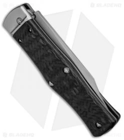 Marfione Custom OSS Cobra Lever Lock Knife Carbon Fiber (Bead Blast/Bowie) 017 -Buck Knives Store Marfione Cobra Bowie BHQ 37375 jr side