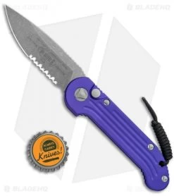 Microtech LUDT Automatic Knife Purple (3.4" Apocalyptic) 135-11APPU -Buck Knives Store Microtech LUDT Standard Purple Apocalyptic Serr 135 11APPU BHQ 111434 jr bottlecap