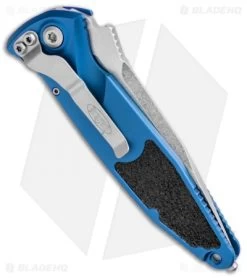 Microtech Socom Elite S/E Automatic Knife Blue (4" Stonewash Ser) 160A-11BL -Buck Knives Store Microtech Socom Elite SE Auto Blue SW Serr 160A 11BL BHQ 106937 jr side