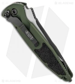 Microtech Socom Elite T/E Automatic Knife OD (4" Two Tone Serrated) 161A-2OD -Buck Knives Store Microtech Socom Elite TE Auto OD Green TT Serr 161A 2OD BHQ 99305 jr side