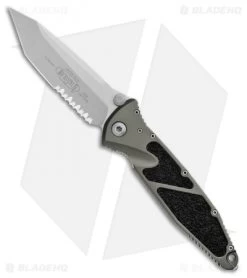Microtech Socom Elite Tanto Manual Knife OD Green (4" Stonewash Serr) 161-11OD