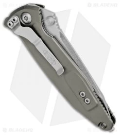 Microtech Socom Elite Tanto Manual Knife OD Green (4" Stonewash Serr) 161-11OD -Buck Knives Store Microtech Socom Elite Tanto OD Green SW Serr BHQ 81897 jr side