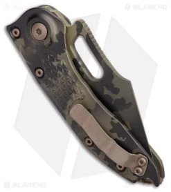Microtech Stitch Signature Series Automatic Knife Olive Camo (3.75" Camo Serr) -Buck Knives Store Microtech Stitch Signature Series Auto Olive Camo Camo Serr BHQ 179043 jr side