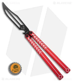 Nabalis + Hirsch The Vulp Butterfly Balisong Trainer Red/Black Alum (4.3" Black) -Buck Knives Store Nabalis Hirsh The Vulp Butterfly Balisong Trainer Red Black Alum 4in Black BHQ 156941 td size