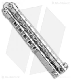 Piranha Swinger Balisong Butterfly Knife Satin Titanium (4.75" Mirror) 7 Piranha Swinger Balisong Butterfly Knife Satin Titanium (4.75" Mirror) -Buck Knives Store Piranha Swinger Butterfly Ti Mirror BHQ 111323 jr side