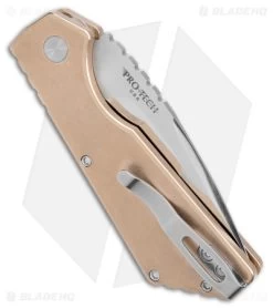 ProTech Strider + Pro-Tech PT Automatic Knife Bronze Al (2.75" Compound Mirror) -Buck Knives Store Pro Tech Strider PT Auto Bronze MOP Compound Mirror BHQ 179975 jr side