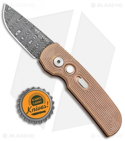 Pro-Tech Calmigo Custom Steel CA Legal Automatic Knife Rose Gold (1.9" Damascus) 6 Pro-Tech Calmigo Custom Steel CA Legal Automatic Knife Rose Gold (1.9" Damascus) - Image 4