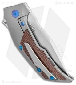 Reate Knives Reate Bharucha T3000 Frame Lock Brown Micarta/Ti Blue Screws (3" Satin) -Buck Knives Store Reate Bharucha T3000 Frame Lock Brown Micarta Ti Blue Screws 3in Satin BHQ 115096 LS Side