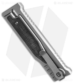 Reate Knives Reate EXO-M Double Edge Gravity Knife Titanium/Black Micarta (2.95" SW) -Buck Knives Store Reate Exo M Double Edge Gravity Knife Ti Black Micarta 2n SW BHQ 181243 td side