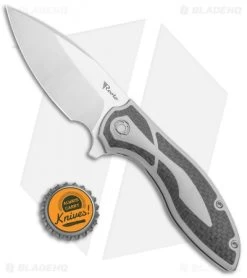 Reate Knives Reate Iron Frame Lock Flipper Knife Carbon Fiber (3.25" Satin) -Buck Knives Store Reate Iron FL Flipper CF Satin BHQ 111109 jr bottlecap