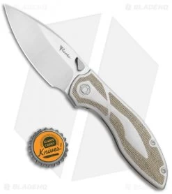 Reate Knives Reate Iron Frame Lock Knife W/ Thumb Stud Green Micarta (3.25" Satin) -Buck Knives Store Reate Iron FL Thumb Stud Green Micarta Satin BHQ 111125 jr bottlecap