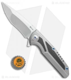 Reate Knives Reate K-4 Frame Lock Flipper Knife Titanium/Carbon Fiber (3.75" Satin) -Buck Knives Store Reate K 4 ti cf satin BHQ 75003 er bottlecap