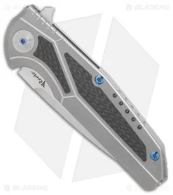 Reate Knives Reate K-4 Frame Lock Flipper Knife Titanium/Carbon Fiber (3.75" Satin) -Buck Knives Store Reate K 4 ti cf satin BHQ 75003 er spine