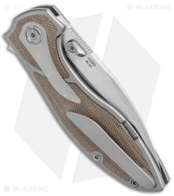 Reate Knives Reate Kirby Lambert Iron-X Frame Lock Knife Green Micarta (3.25" Satin M390) 8 Reate Knives Reate Kirby Lambert Iron-X Frame Lock Knife Green Micarta (3.25" Satin M390) -Buck Knives Store Reate Kirby Lambert Iron X Green Micarta BHQ 174940 jr side