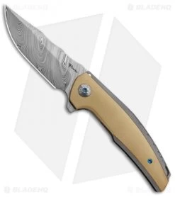 Reate Knives Reate J.A.C.K. Integral Knife Gray Titanium/Brass (3.94" Damasteel)