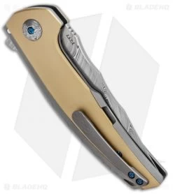 Reate Knives Reate J.A.C.K. Integral Knife Gray Titanium/Brass (3.94" Damasteel) -Buck Knives Store Reate Knives J.A.C.K. Integral Gray Ti Brass Damasteel BHQ 87843 jr side