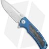Reate Knives Mini Horizon-D Frame Lock Knife Carbon Fiber/Blue Ti (3.4" Satin)