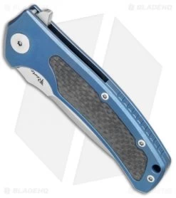 Reate Knives Mini Horizon-D Frame Lock Knife Carbon Fiber/Blue Ti (3.4" Satin) -Buck Knives Store Reate Knives Mini Horizon D Blue CF Satin BHQ 78530 jr spine