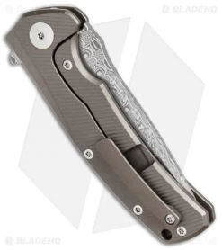 Reate Knives Mini Horizon-D Frame Lock Knife Bronze Ti (3.4" Damasteel) -Buck Knives Store Reate Knives Mini Horizon D Bronze Damasteel BHQ 78525 jr side