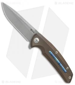 Reate Knives New Epoch Frame Lock Knife Bronze Titanium W/Mokuti Inlay (3.5" SW)